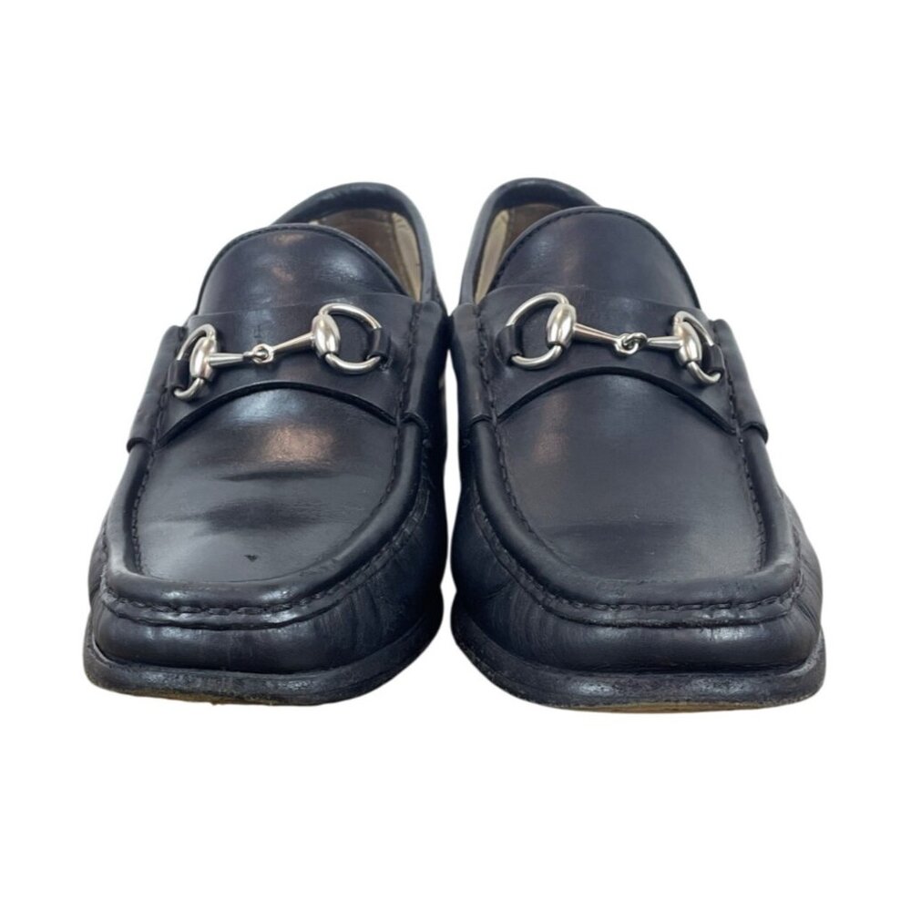 Vtg Gucci Black Leather Mocassino Pelle Mors Vit Bulgaro Horsebit Loafers Sz 6B - Picture 2 of 11